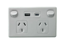 HEM Double Horizontal Power Point USB AC