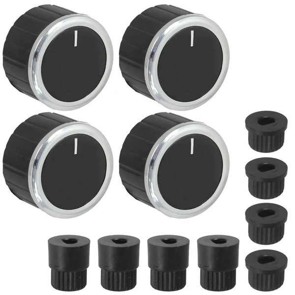 Knob Kit Oven Stove Cooktop Universal Black Silver x 4-Eurotech NZ