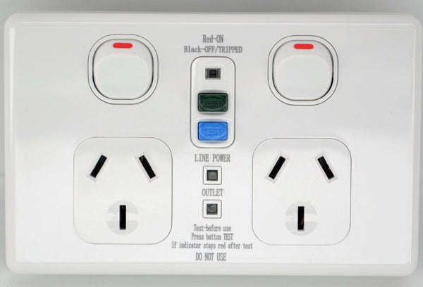 RCD Switched Socket Powertech Double-Switchgear-Eurotech NZ